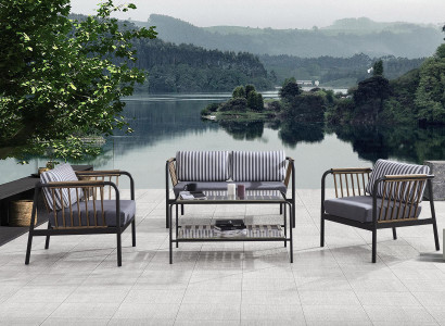 Design Sofa 2 Sitzer Stoff 2x Sessel Polster Sofas Textil Couchtisch Neu